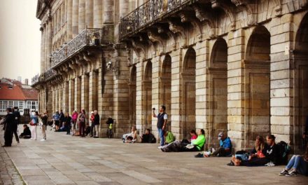 The porticos of the town hall in the Plaza del Obradoiro